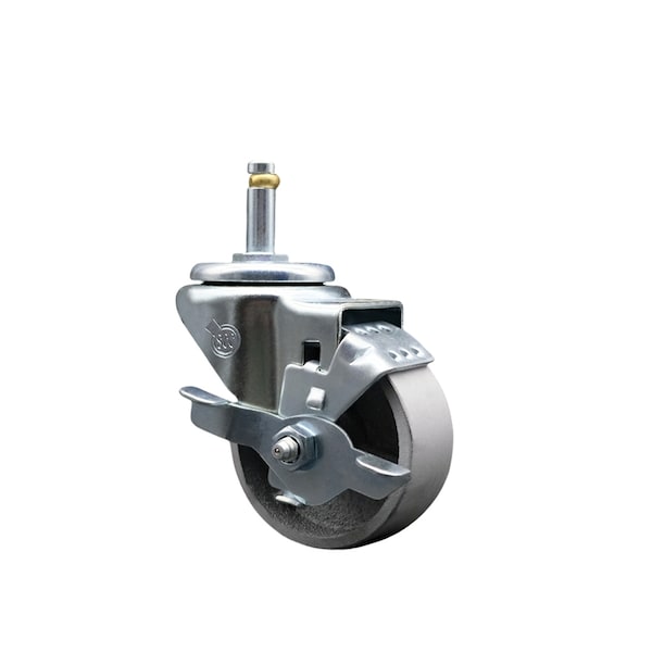 Service Caster Semi Steel Swivel Grip Ring Caster 3'' Wheel & 7/16'' Stem w/Brake SCC-GR20S314-SSS-TLB-716138 - main